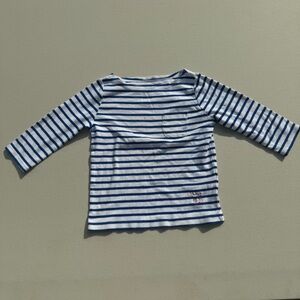 MINI BODEN girls navy sailor striped embroidered long sleeve